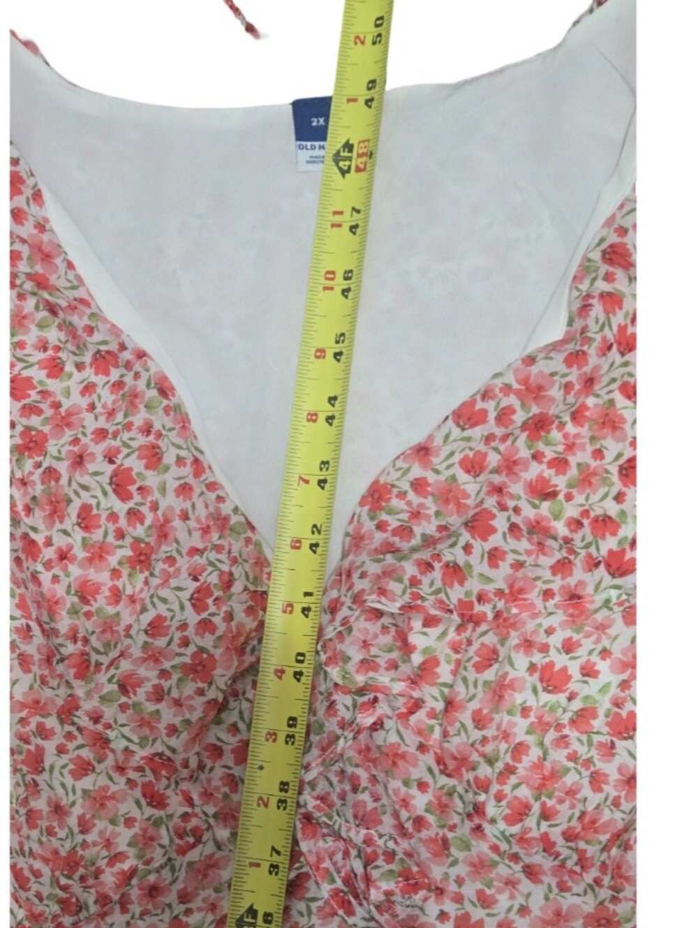 Old Navy Pink White Red Floral Ruffle Maxi Dress Bohemian Sheer Festival Barbie - Picture 7 of 11